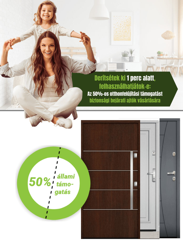 Derítsétek ki 1 perc alatt, felhasználhatjátok-e: az 50%-os otthonfelújítási támogatást biztonsági bejárati ajtók vásárlására